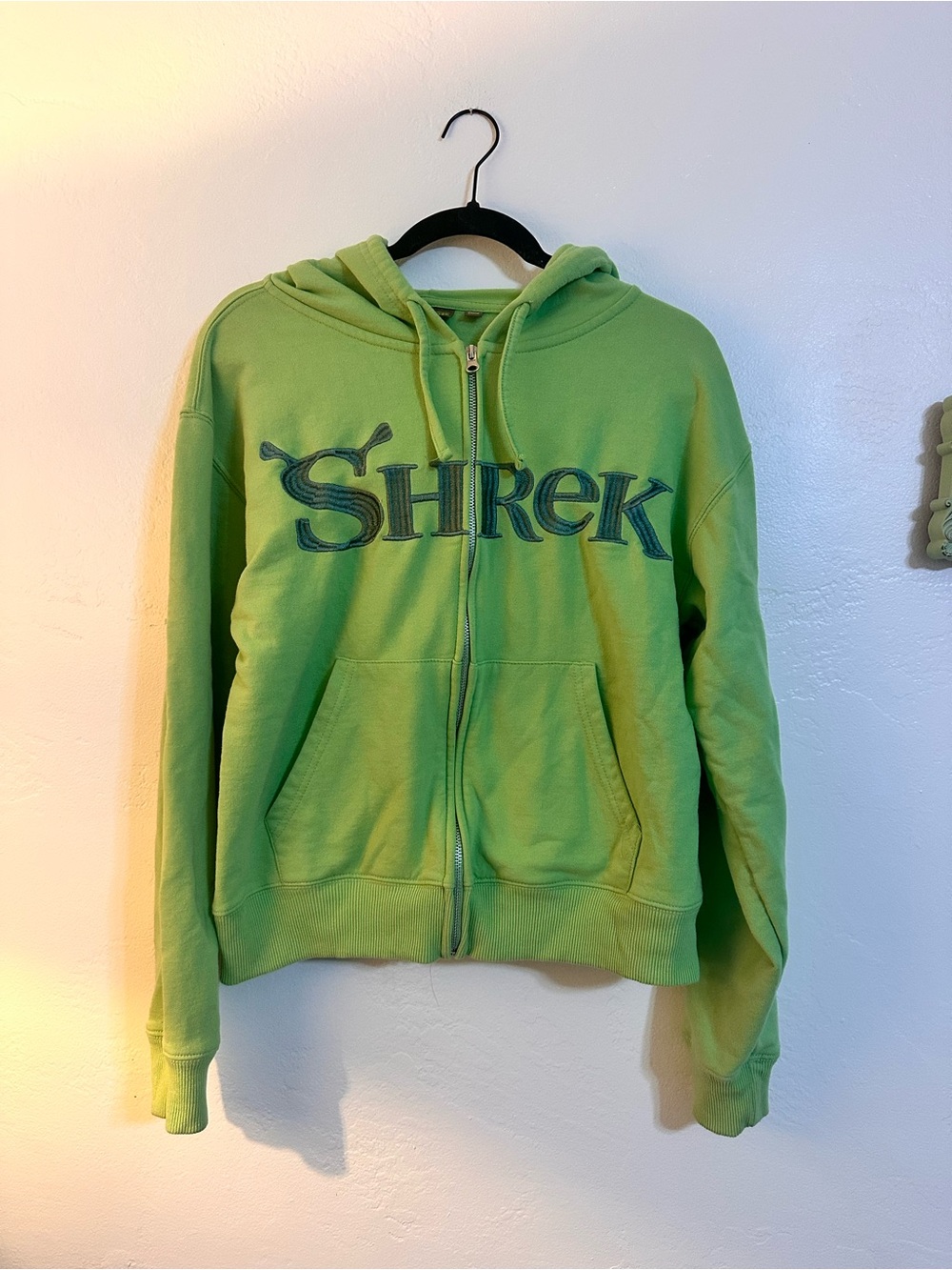 Viral Shrek Green Zip-Up Hoodie with ears